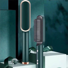 Professional Electric Hair Straightener Brush Heated Comb Straight & Curly Styling Tool